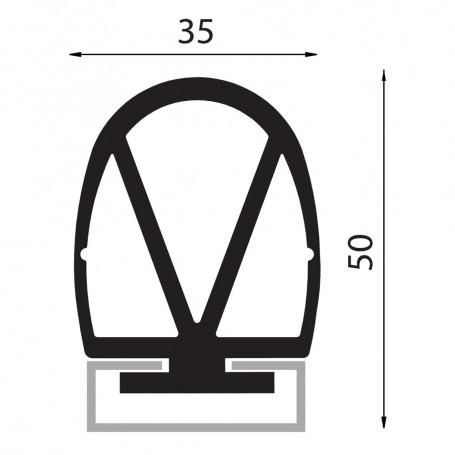 Art. SOFT/3 Profile en alu et caoutchouc / le ml