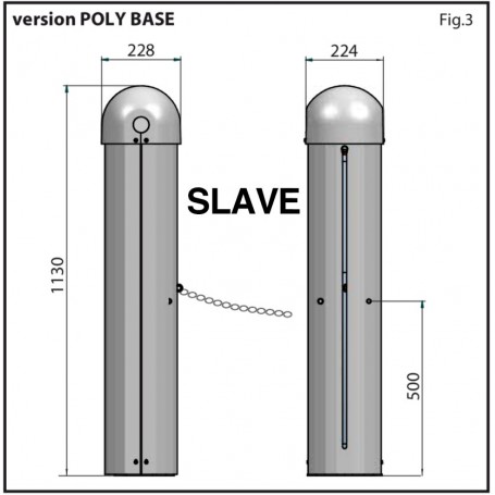POLY-SLAVE : colonne esclave de barrière à chaîne droite ou gauche avec moteur