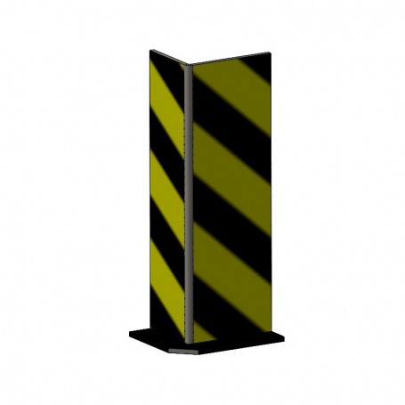 Protection en acier jaune et noir ep. 8 mm dimension 600x250x150 mm