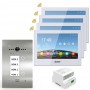 Kit visiophone VIDEA Platine inox encastrable / Moniteur HD blanc / 4 Boutons